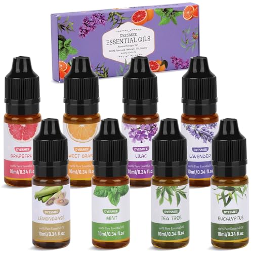 DYESMEE Ätherische Öle Set, 8 x 10ml Aromatherapie Duftöl für Diffusor, Reines Natürliches Duftöl Geschenkset, Aromaöl für Luftbefeuchter, Massage, Wäsche, Seifenherstellung, Kerzenherstellung, Serie1 DYESMEE Ätherische Öle Set, 8 x 10ml Aromatherapie Duftöl für Diffusor, Reines Natürliches Duftöl Geschenkset, Aromaöl für Luftbefeuchter, Massage, Wäsche, Seifenherstellung, Kerzenherstellung, Serie1