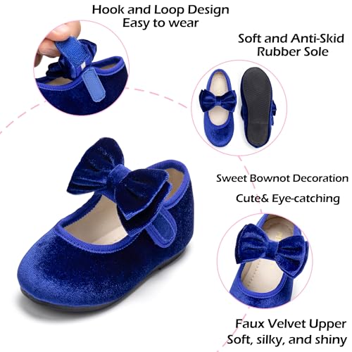 Image of PHIRAMIN Toddler Flower Girl Glitter Dress Shoes Little Girl Ballet Flats Bow Wedding Party
