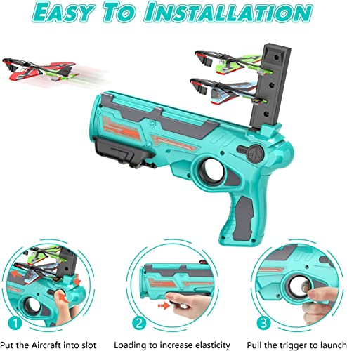 Image of VGRASSP Air Battle Gun Toy with 4 Paper Foam Glider Planes Kids Gadget for Fun Outdoor Sports Activity Catapult Pistol with Continuous Shooting Flyers - Multicolor(Color As Per Stock)