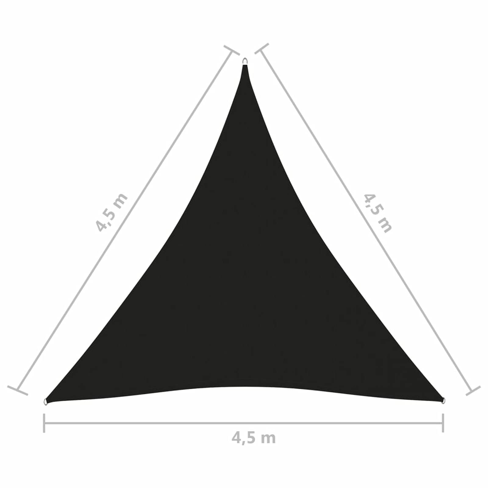 Parasole a Vela Oxford Triangolare 4,5x4,5x4,5 m Nero,Vela Parasole,Vele Parasole da Giardino,Tenda a Vela Parasole,Respirante,Impermeable,Anti UV(SPU:135783)