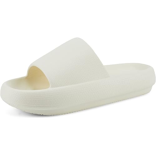 welltree Slides for Women Men Pillow Slippers Non-Slip Bathroom Shower Sandals Soft Thick Sole Indoor and Outdoor Slides