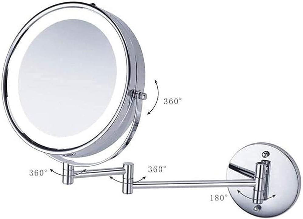 Makeup Mirror Vanity Mirror Makeup Mirror,8.5 Inch Led Bathroom Vanity Mirror with Light Folding Beauty Wall Mounted Telescopic Magnifying Mirror Cosmetic Mirror