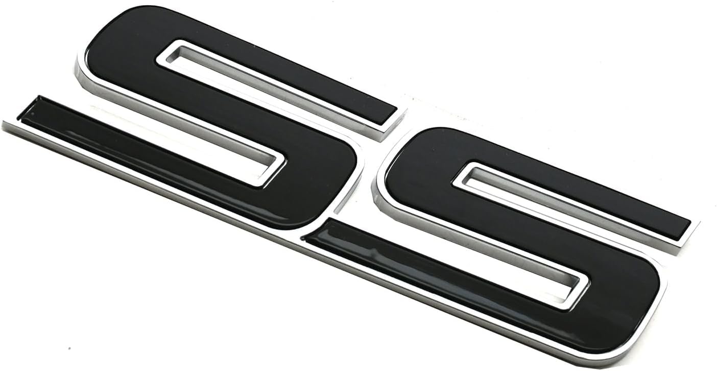 3pcs New Front Door SS Emblem 3D Badge Nameplates Compatible with 06-10 Chevy Impala Trailblazer SS 15211285 Origianl Size (Chrome Black)