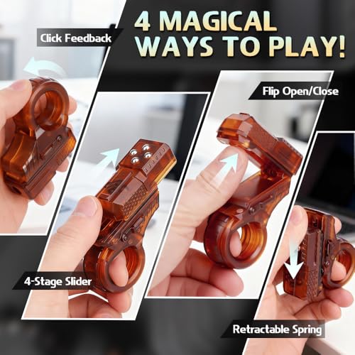Image of 3D Fidget Slider Finger Ring Clicker EDC Toy Fingertip Textured Spinner Flip, Plastic Hand Roller Fidget Top Focus Sensory Stress Relief Toy, Gift for Stocking Stuffer Birthday, Brown