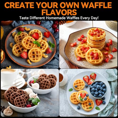 Image of Baker's Friend, Bite-size Mini Waffle Maker for Kids & Adults, Small Waffle Maker Mini Belgian Waffle Machine, 11 X 2.2 inch Tiny Nonstick Waffles Iron, Recipe Included, Graphite