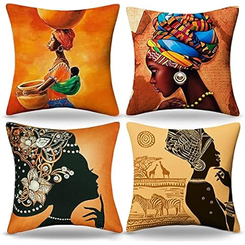 Fundas Cojines Africana 40x40cm Juego de 4 Cover