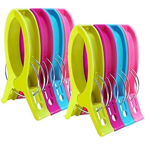 HiGift Jumbo Quilting Clamps | 8 Pack Extra Large Beach Towel Clips for Beach Chairs Cruise Pool Chairs Lawn Chair | 5 inch Wide Opening Plastic Clips for Sewing, Binding Keep Towel Fabric in Place Cover