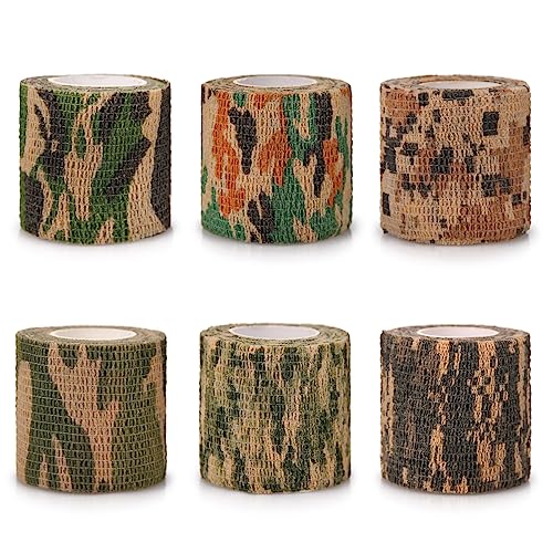 Volein 6 Roll Camo Wrap Tape, Camouflage Self-adhensive Form Tape, Elastic Stretch Warp Bandage 2
