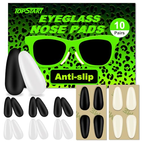 1.6mm Ultra-Thin Anti-Slip 17mm Long Silicone Nose Pads for Glasses-Replacement Anti-Slip Nose Pads, with Super Sticky Backing for Eyeglasses, Sunglasses & Blue Light Glasses