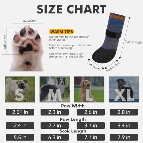Image of Mihachi Anti Slip Dog Socks, Dog Boots for Hardwood Floors Prevent Licking, Traction Control Waterproof Rubber Sole Paw Protectors for Small Medium Large Dogs, Blue Large