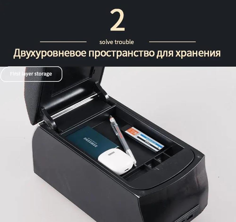 Car for Renault Duster Armrest Box 2019-2023 Center Console Storage Box with USB and Cup Holder Accessories(Style2)