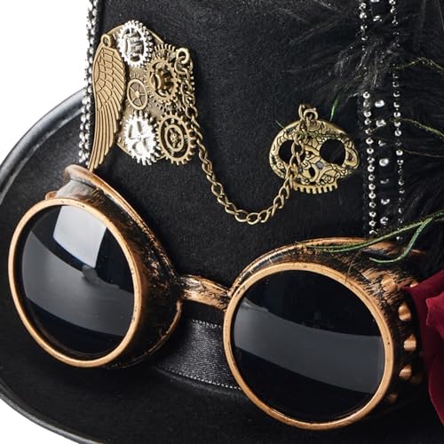 Chapeau plat Steampunk gothique pour déguisement cosplay et Halloween - 6