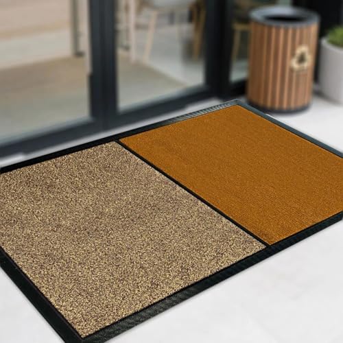 23x35 inch 2 in 1 Disinfecting Sanitizing Floor Entrance Doormats, Wet Dry Shoe Mat, Disinfection Entry Rug Shoe Sanitizer, Indoor Outdoor Rug, Shoe Sole Cleaning Mat (Brown)