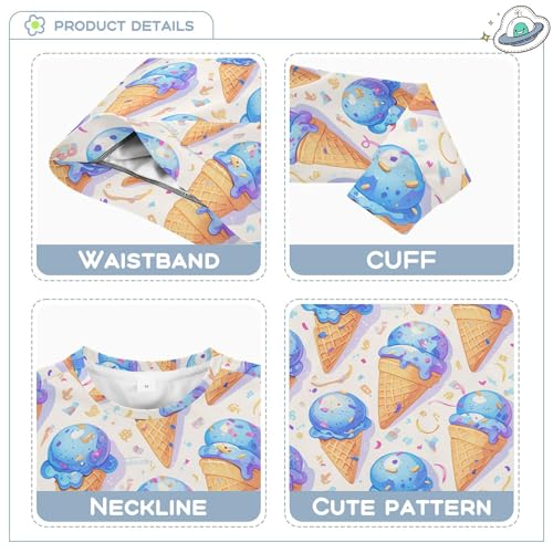 JUNZAN Ice Cream Pattern Blue Little Kids Hoodie Sweatshirt Fleece Boys Sweat Shirt Camping 4T3