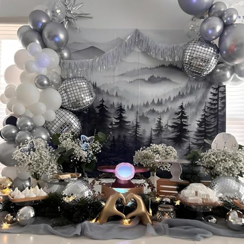 Image of 12PCS Disco Ball Round Foil Balloons 22 inch 15 inch 10 inch Large Mylar Balloons