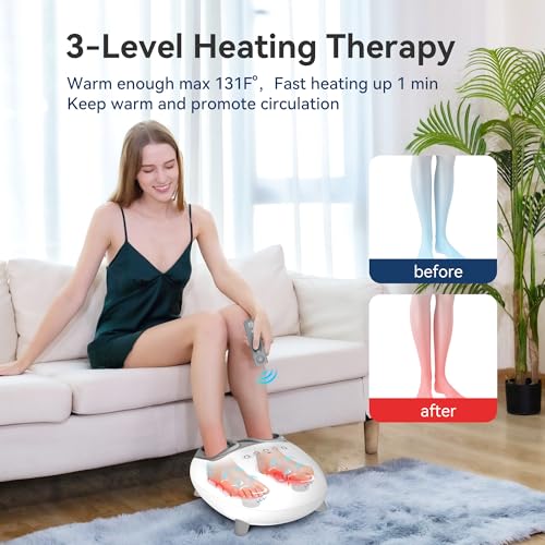Image of COMFIER 2 in 1 Foot Massager Machine,Shiatsu Foot and Calf Massager with Heat,Kneading,Vibration,Compression Massagers for Feet,Ankle,Leg,Tired Muscles & Plantar Fasciitis (WHITE)