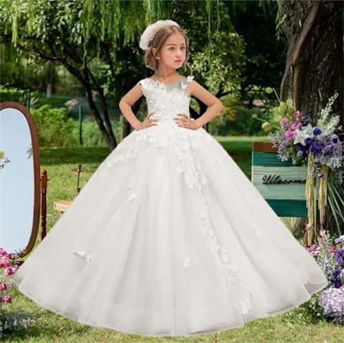 Tutu Flower Girl Dresses for Wedding Lace Appliques 3D Butterfly Tulle Girls Pageant Dress4