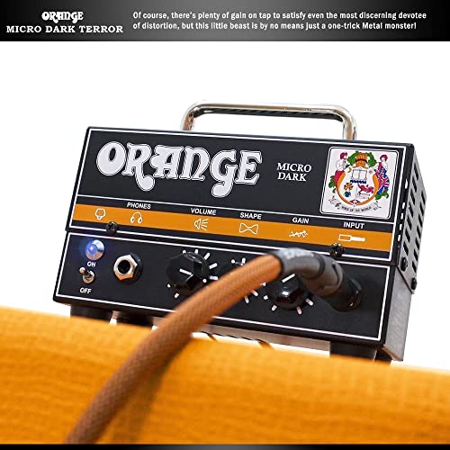 Orange Micro Dark 20W Tube Hybrid Amp Head For Electric Guitars Is Part Of A Basic Bundle W/ 10 Pack Celluloid Guitar Pick, 2X Guitar Patch Cable 1/4 And More #TOP3