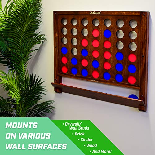 Image of GoSports Wall Mounted Giant 4 in a Row Game - Jumbo 4 Connect Family Fun with Coins
