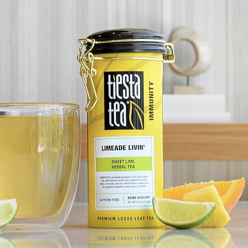 Image of Tiesta Tea - Limeade Livin, Loose Leaf, Sweet Lime Herbal Tea, Non-Caffeinated Fruit Blend, Makes Hot or Iced & Up to 50 Cups, 4oz Refillable Tin