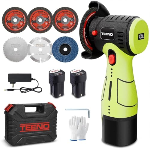 TEENO Mini Amoladora Angular Inalámbrica Sin Escobillas 76mm 19.500 RPM