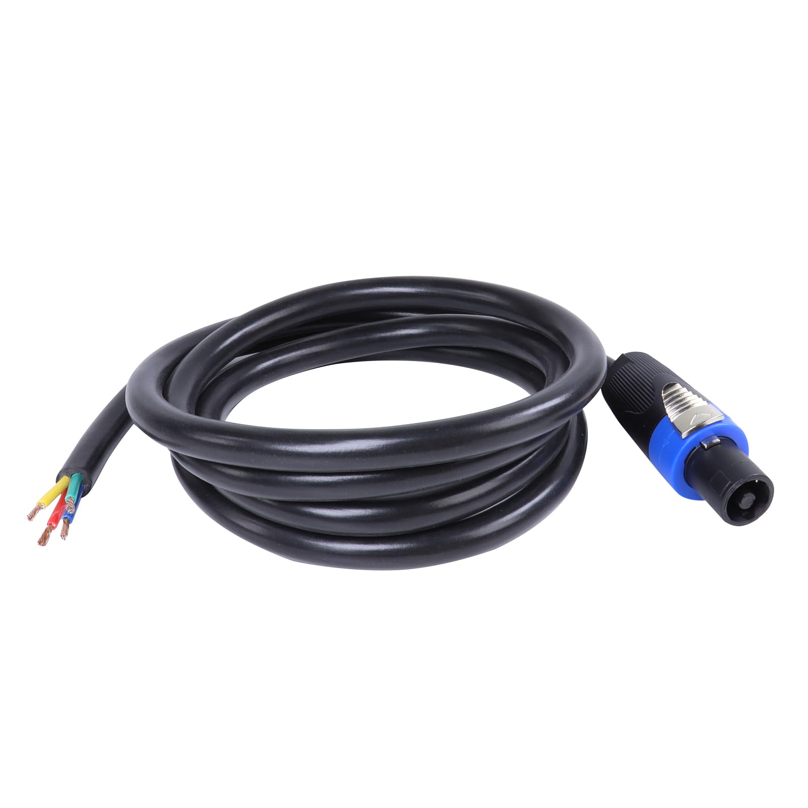 HBU Cavo Speakon a 4 fili da 1,8 m, 1 confezione da 12 cavi da speak-on a nudi con Twist Lock, cablaggio jack audio per interconnessione pannello console DJ professionale (4 conduttori)