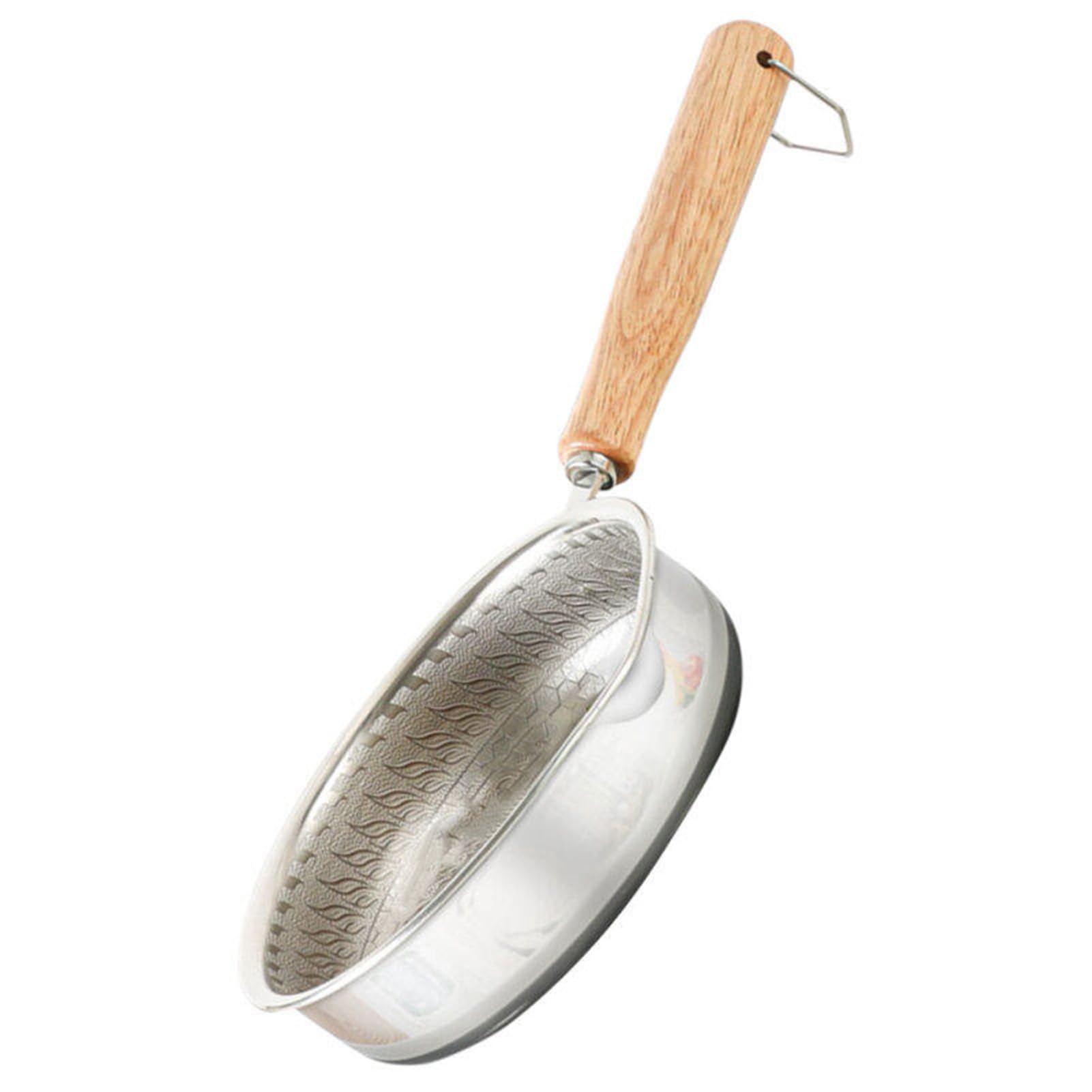 Mini patelnia do jajek, nieprzywierająca patelnia ze stali nierdzewnej do omletów i naleśników, okrągła patelnia do gotowania z drewnianym uchwytem, do domu, kuchni, śniadania