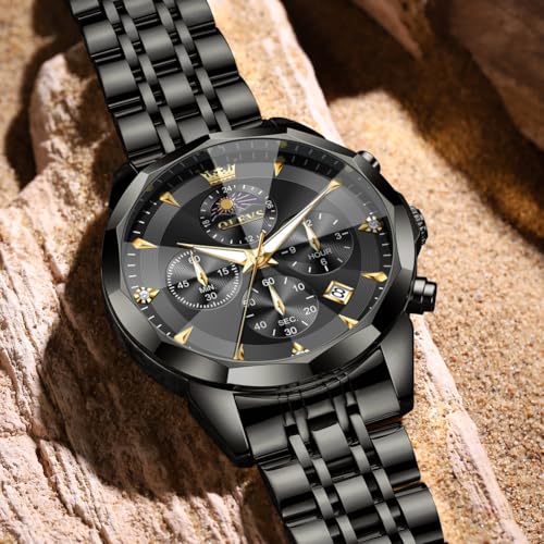 Image of OLEVS Men's Watches Analog Quartz Chronograph Dress Watch Multifunctional Stainless Steel Waterproof Classic Original Watch for Man