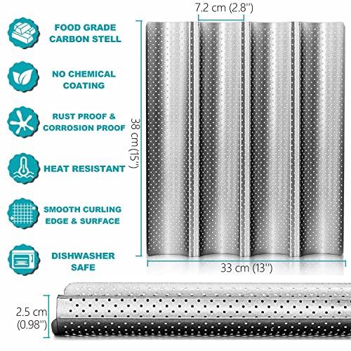 image for Anaeat Nonstick French Baguette Bread Pan with Thick Professional Proo