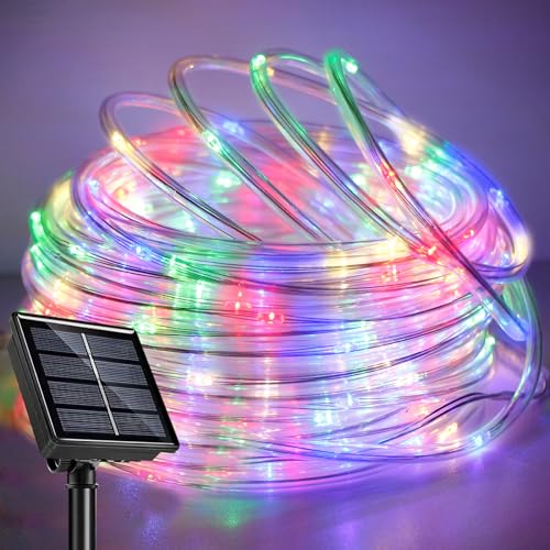SINGCHUNGTE Tubo luminoso solare per esterni, colorato, 22 m, 200 LED, impermeabile, colore 8 modalità, per giardino, trampolino, piscina
