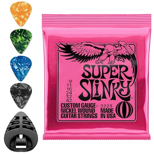 Akustikgitarrensaiten, Nickel umsponnene Gitarrensaiten, E-Bassgitarrensaiten, E-Gitarrensaiten – Stärke 9–42, inklusive 4 kostenlosen Plektren