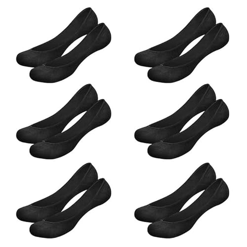 TSHAOUN 6 Pairs Women No Show Socks,pop socks, Low Cut Liner Socks,trainer socks,Invisible Low Cut Socks Non Slip for Boat Shoes Sneakers and Loafers for Loafer Boat Flats (Black)