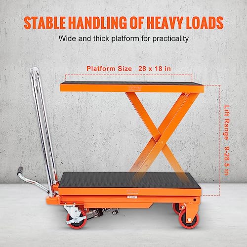 image for VEVOR TF23 Hydraulic Lift Table Cart, 500lbs Capacity 28.5