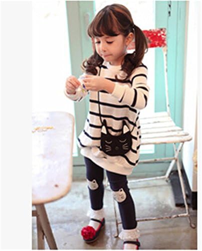 ODFAPP Adorable 2016 New Spring Autumn Children Clothing Suits ,Girls Clothes Sets, Cotton Girl Casual Suit, Kids Fashion Wear Strip Shirt+Pants White4T Cool