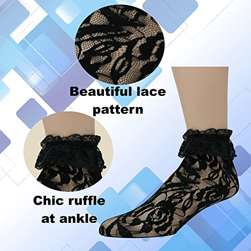 Image of EMEM Apparel Women's Lace Anklet Socks with Ruffle