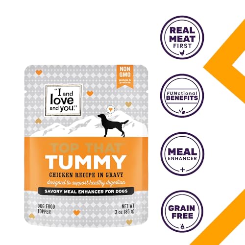 Image of inchI and love and you inch Top That Tummy Wet Dog Food Pouch, Chicken Recipe In Gravy, 3 oz (Pack of 12)