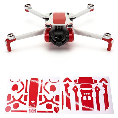 WRAPGRADE Skin Stickers Compatible with DJI Mini 3, Super Red