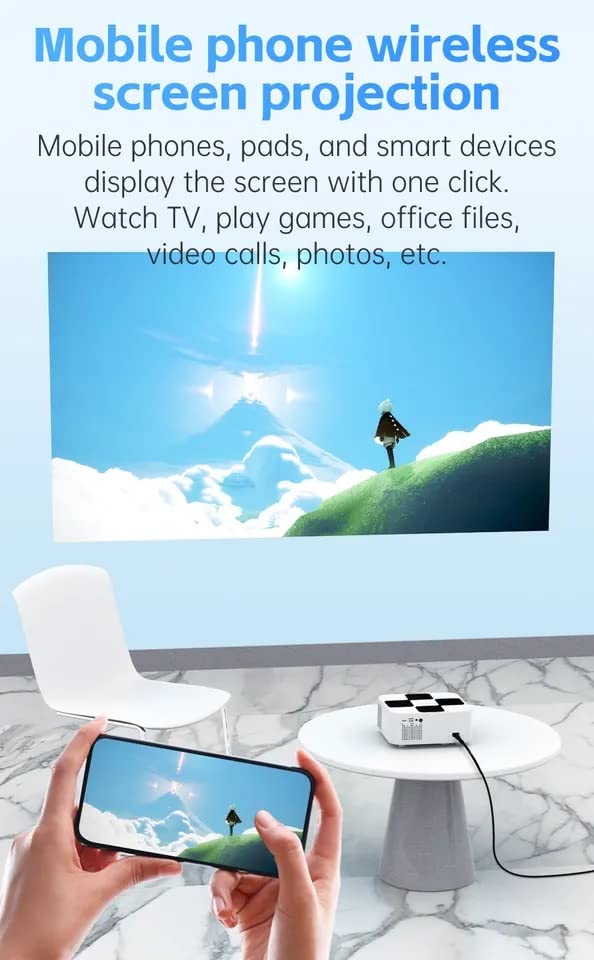 Image of TOPTRO Full HD Projector, TOPTRO X8 Android 9.0 Projector for Home 4K Support 6,900 Lumens WiFi Bluetooth Built in Apps Wireless Display, HDMI, USB, Remote Mini Projector for Home Cinema 4K Projector