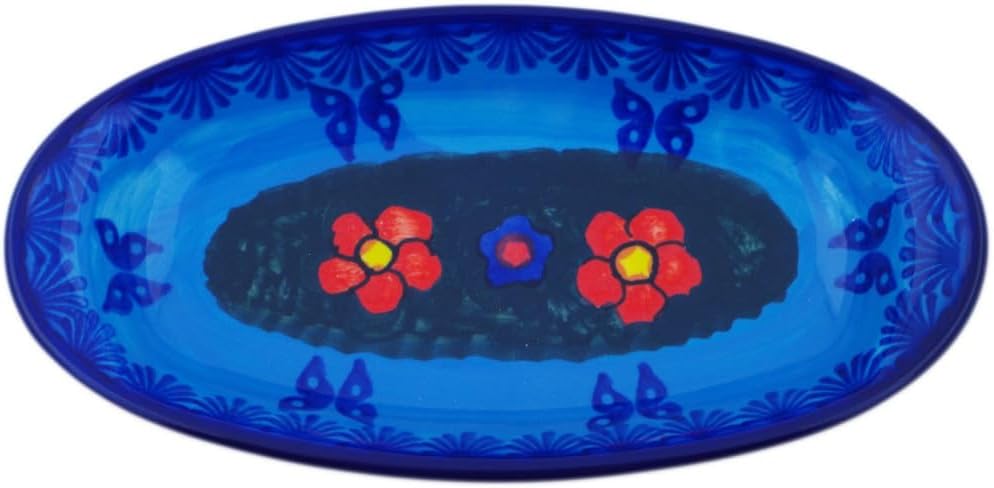 Polmedia Polish Pottery Condiment Dish UNIKAT - Midnight Garden Pattern Handmade in Boleslawiec Poland by Ceramika Bona + Certificate of Authenticity