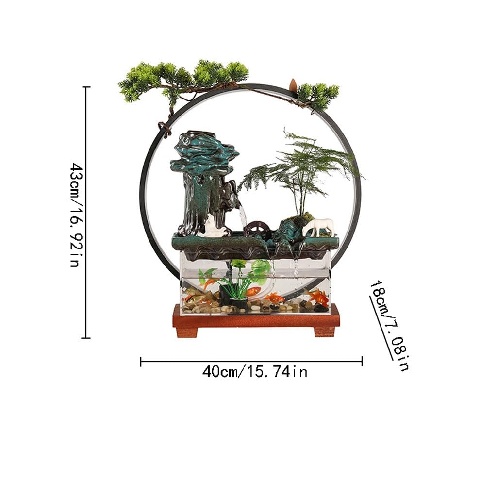 Tischbrunnen Keramik Wasser Landschaft Ornamente Zirkulierende Desktop Brunnen Indoor Dekorative Indoor-Wasserfall