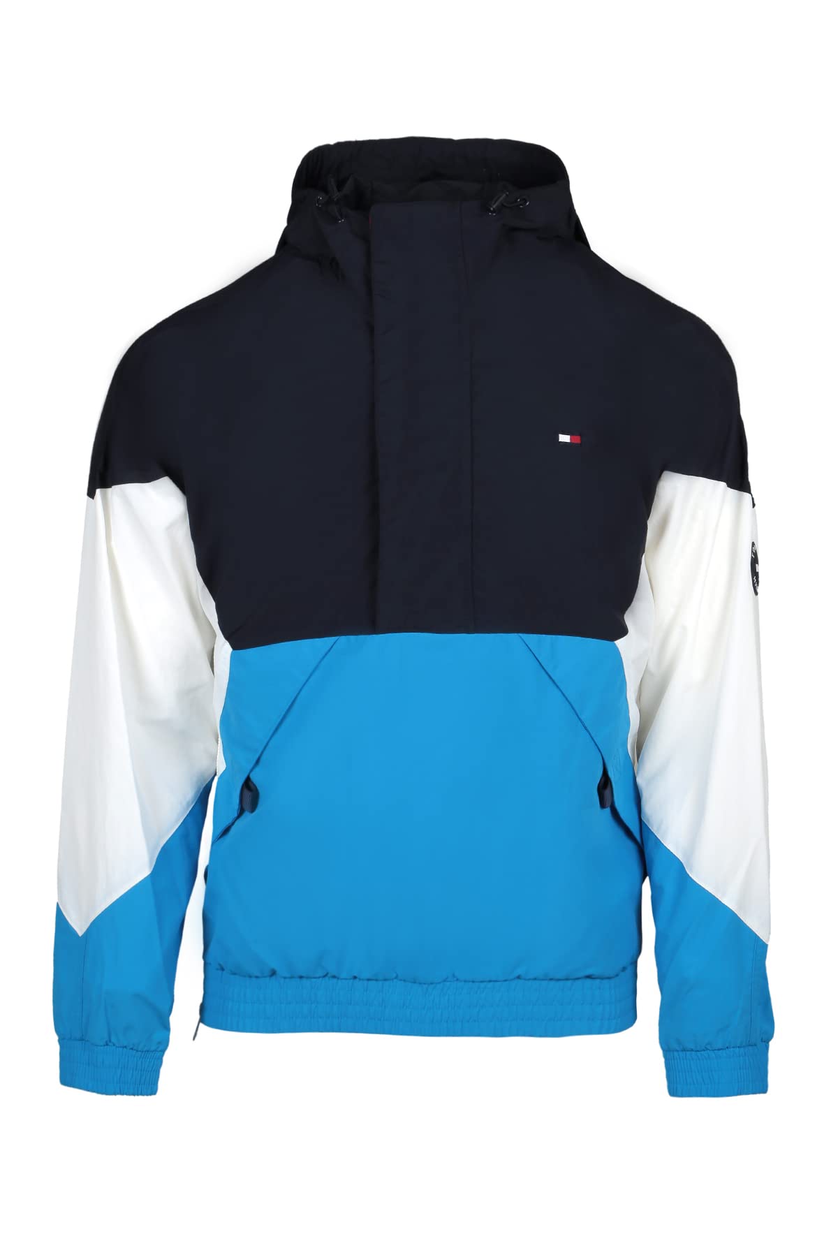 Tommy Hilfiger Mens Retro Lightweight Taslan Hooded Popover Water Resistant Windbreaker Jacket