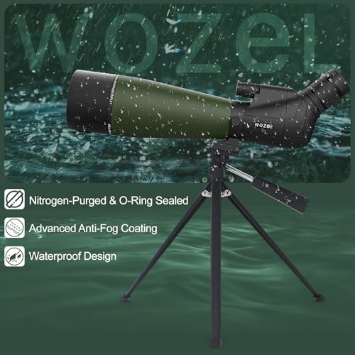 Image of WOZEL 25-75x80 Spotting Scope with Tripod - HD BAK4 Prism Waterproof Spotter Scope for Target Shooting Bird Watching Hunting & Wildlife Viewing Phone Adapter & Carrying Bag Included