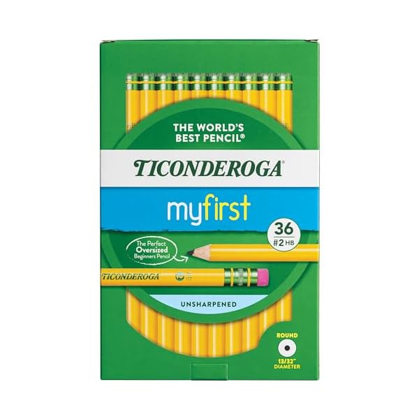 Ticonderoga My First Wood-Cased Pencils, 2 HB, Yellow, 36 Count