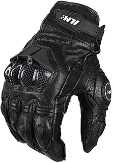 ILM Air Flow Leather Motorcycle Gloves For Men and Women (L, BLACK)