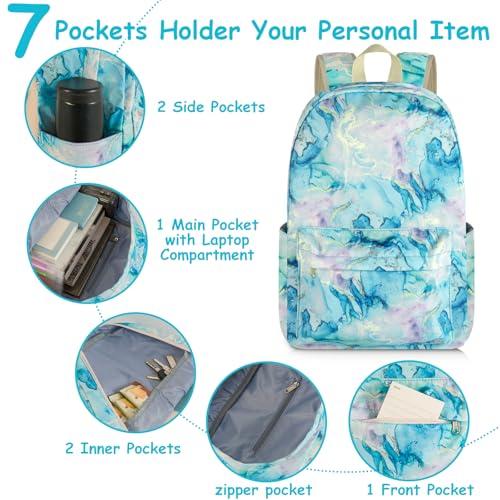 School Backpack for Teen Girls Kids Bookbag Set with Lunch Box Pencil Case 17" Large Capacity Backpack Casual Daypack4