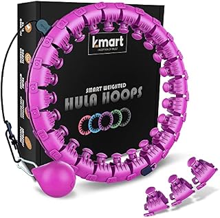 K-MART Smart Weighted Hula Ring Hoops, Hula Circle 24 Detachable Fitness Ring with 360 Degree Auto-Spinning Ball Massage, Gymnastics, Adult Fitness for Weight Loss