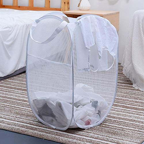 Bud Mesh Pop Up Laundry Hamper, Portable Foldable Clothes Hamper For Kids Room, College Dorm Or Travel, Collapsible For Storage, White #TOP2