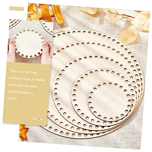 FONDOTIN 5Pcs Wooden Bottom Shaping Base for DIY Knitting and Crochet Natural for Crafting and Baskets for Weaving and Yarn Projects