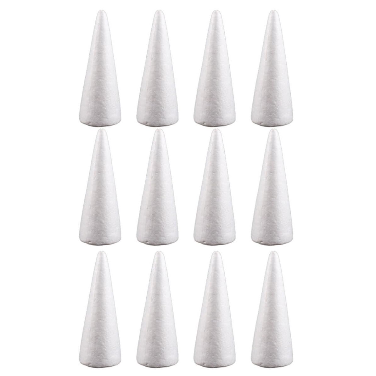 Conos de poliestireno para manualidades de niños con 12 piezas de espuma blanca