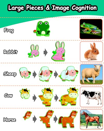 JCFIRE Farm Animals Wooden Puzzles for Toddlers 1-3 Years Old — view 2